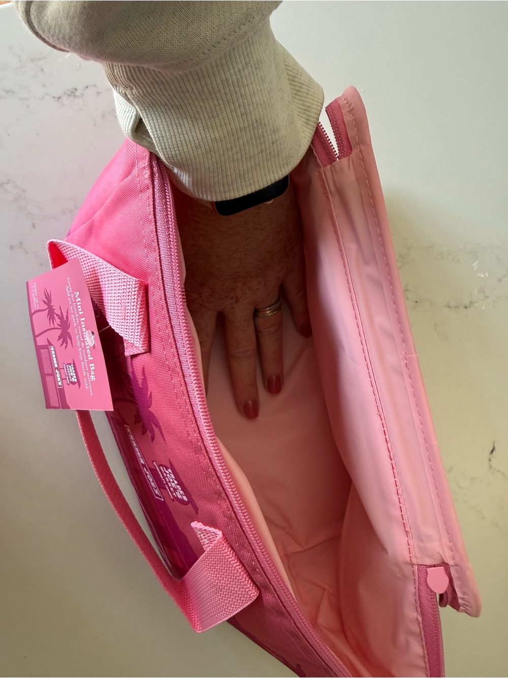 Trader Joe's Pink Insulated Tote Bag for Food Storage - Picture 6 of 8